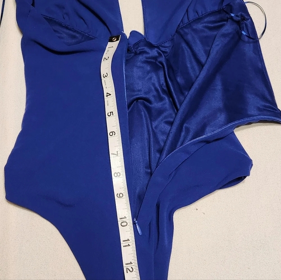Zara Halter Neck Bodysuit Royal Blue Floral Small - Picture 10 of 11